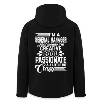 I am A General Manager - Men’s Recycled Softshell Jacket by Stanley/Stella - black - Back - AI Model Male 185 light (185cm)
