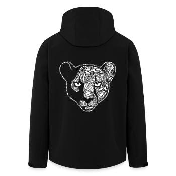Cheetah Cheetah Floral Pattern - Men’s Recycled Softshell Jacket by Stanley/Stella - black - Back - AI Model Male 185 light (185cm)
