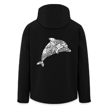 Dolphin Dolphin Floral Pattern - Men’s Recycled Softshell Jacket by Stanley/Stella - black - Back - AI Model Male 185 light (185cm)