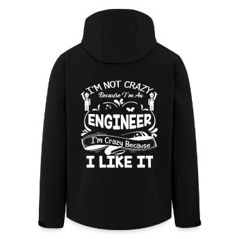 Engineer I am Crazy Because I Like It - Men’s Recycled Softshell Jacket by Stanley/Stella - black - Back - AI Model Male 185 light (185cm)