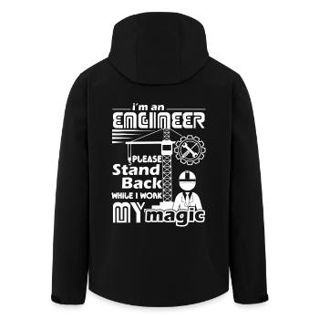 Engineer Stand Back While I Work Magic - Men’s Recycled Softshell Jacket by Stanley/Stella - black - Back - AI Model Male 185 light (185cm)