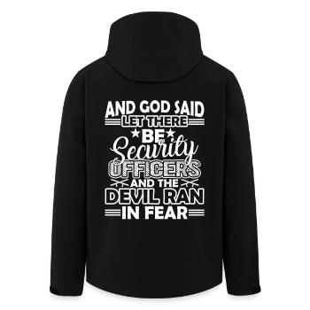 Security Officer God Made Security Officer - Men’s Recycled Softshell Jacket by Stanley/Stella - black - Back - AI Model Male 185 light (185cm)