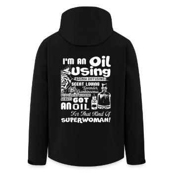 Essential Oil I am An Oil Using - Men’s Recycled Softshell Jacket by Stanley/Stella - black - Back - AI Model Male 185 light (185cm)