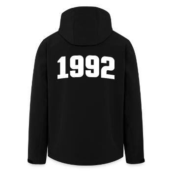 Jahr 1992, 30 Jahre alt, Geschenk zum 30. Geburtstag - Recycelte Männer Softshell-Jacke von Stanley/Stella - Schwarz - Hinten - AI Model Male 185 light (185cm)