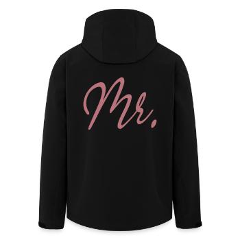 Mr. Matching Couple Engagement Wedding Honeymoon - Men’s Recycled Softshell Jacket by Stanley/Stella - black - Back - AI Model Male 185 light (185cm)