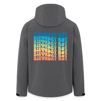 Birthday Boy - Groovy Retro Vintage Birthday - Men’s Recycled Softshell Jacket by Stanley/Stella - black - Back - AI Model Male 185 light (185cm)