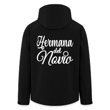 Hermana del Novio Groom's Sister Wedding Party - Men’s Recycled Softshell Jacket by Stanley/Stella - black - Back - AI Model Male 185 light (185cm)