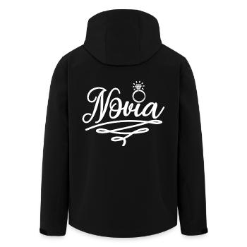 Novia Girlfriend Engagement Bridal Shower Wedding - Men’s Recycled Softshell Jacket by Stanley/Stella - black - Back - AI Model Male 185 light (185cm)