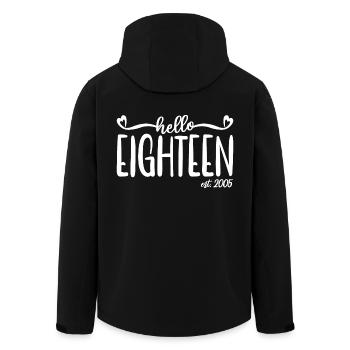18th Birthday Women Hello Eighteen Est. 2005 - Men’s Recycled Softshell Jacket by Stanley/Stella - black - Back - AI Model Male 185 light (185cm)