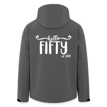50th Birthday For Women 50 Hello Fifty Est. 1973 - Men’s Recycled Softshell Jacket by Stanley/Stella - black - Back - AI Model Male 185 light (185cm)