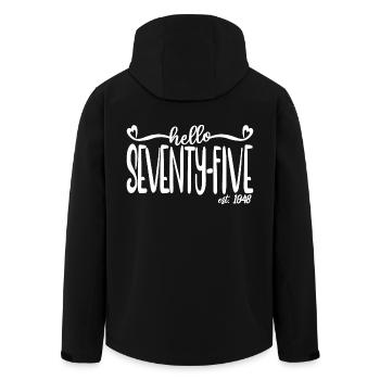 75e anniversaire Femmes Bonjour soixante-quinze est. 1948 - Veste softshell homme en polyester recyclé Stanley/Stella - noir - Dos - AI Model Male 185 light (185cm)