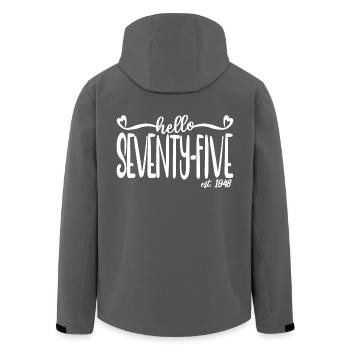 75th Birthday Women Hello Seventy-Five Est. 1948 - Men’s Recycled Softshell Jacket by Stanley/Stella - anthracite - Back - AI Model Male 185 light (185cm)