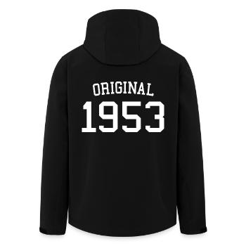 Original 1953 - 70 Years Old, 70th Birthday Gift - Men’s Recycled Softshell Jacket by Stanley/Stella - black - Back - AI Model Male 185 light (185cm)