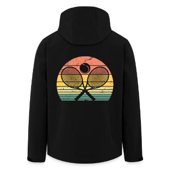 Retro Tennis Raquette Joueur de Tennis Jeu de Ping Pong - Veste softshell homme en polyester recyclé Stanley/Stella - noir - Dos - AI Model Male 185 light (185cm)