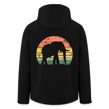 Elefant Retro Silhouette Tierwelt Elefantenliebhaber - Recycelte Männer Softshell-Jacke von Stanley/Stella - Schwarz - Hinten - AI Model Male 185 light (185cm)