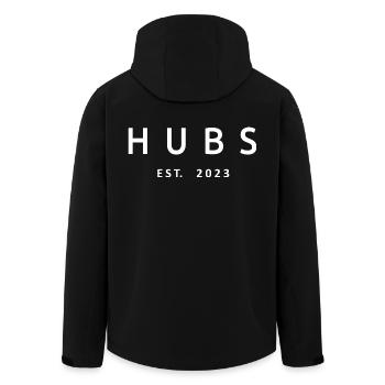Hubs Est. 2023 Verlobung für Hochzeitsgeschenk des Bräutigams - Recycelte Männer Softshell-Jacke von Stanley/Stella - Schwarz - Hinten - AI Model Male 185 light (185cm)