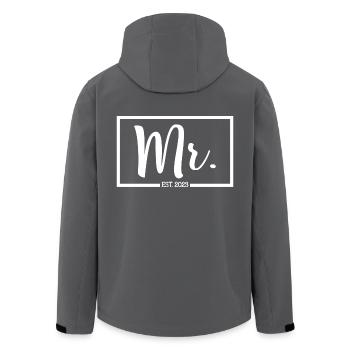 Mr. Est. 2023 Fiançailles pour la fête de mariage du marié - Veste softshell homme en polyester recyclé Stanley/Stella - charbon - Dos - AI Model Male 185 light (185cm)