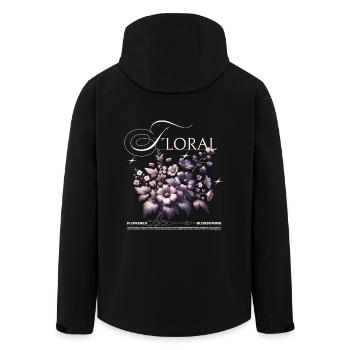 Florales Blumendesign elegant - Recycelte Männer Softshell-Jacke von Stanley/Stella - Schwarz - Hinten - AI Model Male 185 light (185cm)