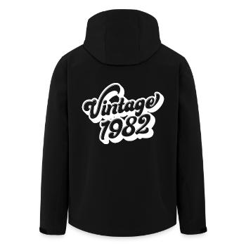 Jahrgang 1982, 40 Jahre alt, Geschenk zum 40. Geburtstag - Recycelte Männer Softshell-Jacke von Stanley/Stella - Schwarz - Hinten - AI Model Male 185 light (185cm)