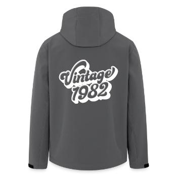 Millésime 1982, 40 ans, cadeau de 40e anniversaire - Veste softshell homme en polyester recyclé Stanley/Stella - charbon - Dos - AI Model Male 185 light (185cm)