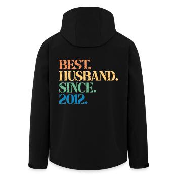 Best Husband Since 2012, 11 Years Anniversary Gift - Men’s Recycled Softshell Jacket by Stanley/Stella - black - Back - AI Model Male 185 light (185cm)