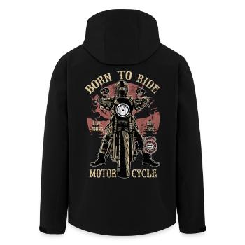BORN TO RIDE - Motorcycle Chopper Caferacer Gift - Men’s Recycled Softshell Jacket by Stanley/Stella - black - Back - AI Model Male 185 light (185cm)
