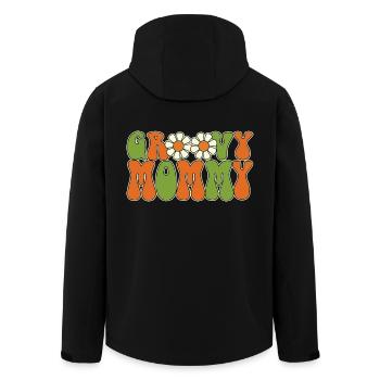 Retro Groovy Mommy Matching Family Baby Shower - Men’s Recycled Softshell Jacket by Stanley/Stella - black - Back - AI Model Male 185 light (185cm)