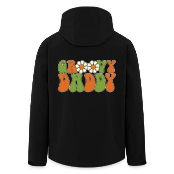 Retro Groovy Daddy Matching Family Baby Shower - Men’s Recycled Softshell Jacket by Stanley/Stella - black - Back - AI Model Male 185 light (185cm)
