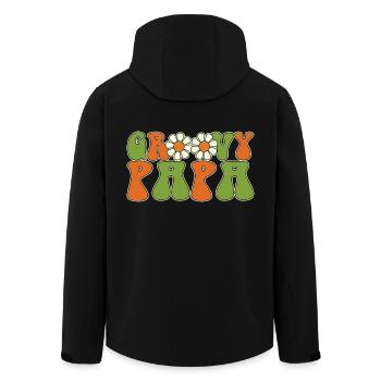 Retro Groovy Papa Passende Familien-Babyparty - Recycelte Männer Softshell-Jacke von Stanley/Stella - Schwarz - Hinten - AI Model Male 185 light (185cm)