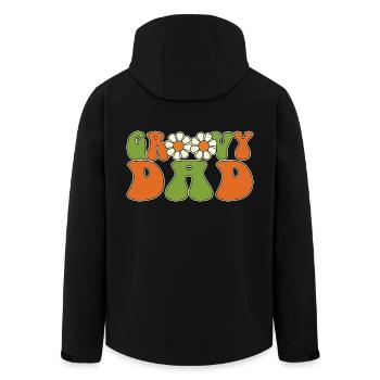 Retro Groovy Dad Matching Family Baby Shower - Men’s Recycled Softshell Jacket by Stanley/Stella - black - Back - AI Model Male 185 light (185cm)
