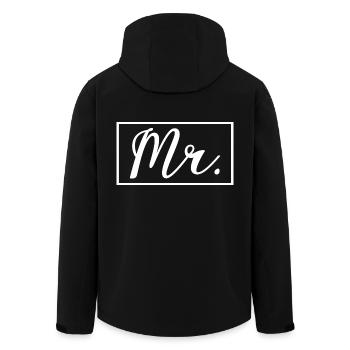 Mr. Matching Couple Engagement Wedding Honeymoon - Men’s Recycled Softshell Jacket by Stanley/Stella - black - Back - AI Model Male 185 light (185cm)