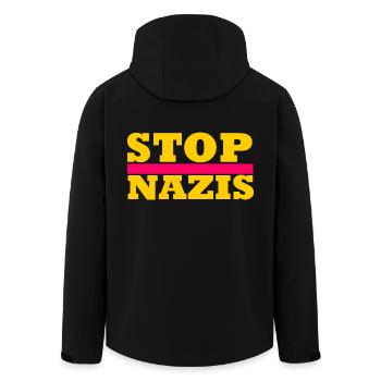 Arrêtez les nazis - Veste softshell homme en polyester recyclé Stanley/Stella - noir - Dos - AI Model Male 185 light (185cm)