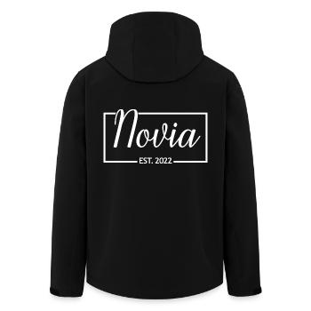 2022 Verlobung Brautdusche Hochzeit - Recycelte Männer Softshell-Jacke von Stanley/Stella - Schwarz - Hinten - AI Model Male 185 light (185cm)