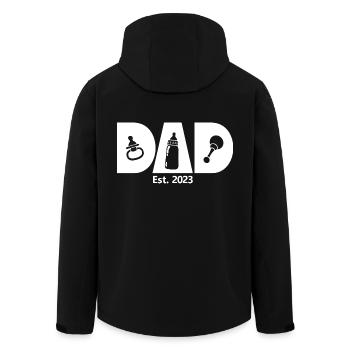 Dad Est. 2023, Dad To Be, Pregnancy Announcement - Men’s Recycled Softshell Jacket by Stanley/Stella - black - Back - AI Model Male 185 light (185cm)
