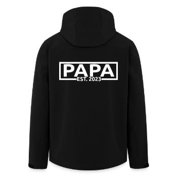Papa Est. 2023, Papa To Be, Révélation de grossesse - Veste softshell homme en polyester recyclé Stanley/Stella - noir - Dos - AI Model Male 185 light (185cm)