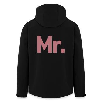 Mr. Matching Paar Verlobung Hochzeit Flitterwochen - Recycelte Männer Softshell-Jacke von Stanley/Stella - Schwarz - Hinten - AI Model Male 185 light (185cm)
