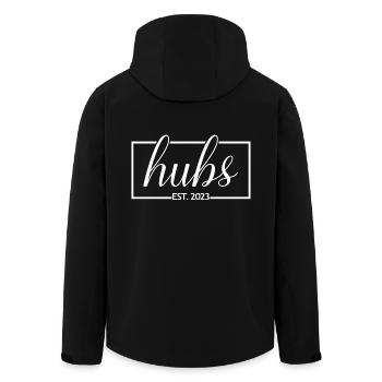 Hubs Est. 2023 Verlobung für das Hochzeitsgeschenk des Bräutigams - Recycelte Männer Softshell-Jacke von Stanley/Stella - Schwarz - Hinten - AI Model Male 185 light (185cm)