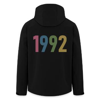 Jahr 1992, 30 Jahre alt, Geschenk zum 30. Geburtstag - Recycelte Männer Softshell-Jacke von Stanley/Stella - Schwarz - Hinten - AI Model Male 185 light (185cm)