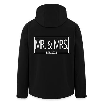 Mr. & Mrs. Est. 2022 - Cadeau de mariage hommes et femmes - Veste softshell homme en polyester recyclé Stanley/Stella - noir - Dos - AI Model Male 185 light (185cm)