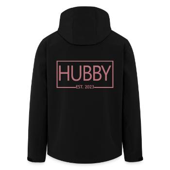 Hubby Est. 2023 Fiançailles pour le mariage du marié - Veste softshell homme en polyester recyclé Stanley/Stella - noir - Dos - AI Model Male 185 light (185cm)