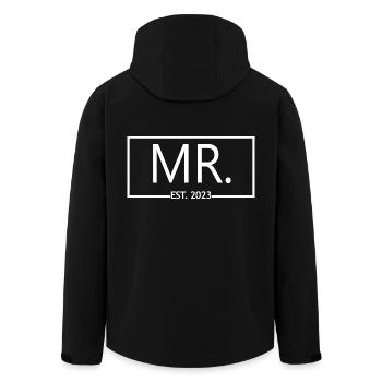 M. Est. 2023 Fiançailles pour la fête de mariage du marié - Veste softshell homme en polyester recyclé Stanley/Stella - noir - Dos - AI Model Male 185 light (185cm)