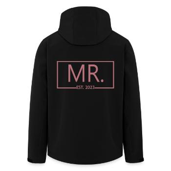M. Est. 2023 Fiançailles pour la fête de mariage du marié - Veste softshell homme en polyester recyclé Stanley/Stella - noir - Dos - AI Model Male 185 light (185cm)