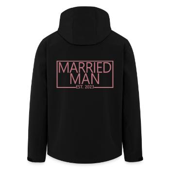 Married Man Est. 2023 Engagement Groom's Wedding - Men’s Recycled Softshell Jacket by Stanley/Stella - black - Back - AI Model Male 185 light (185cm)