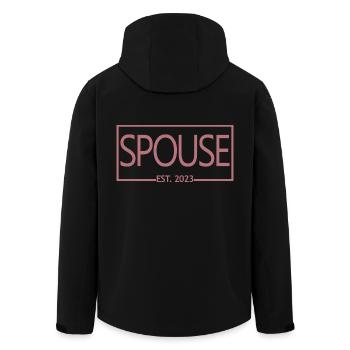 Spouse Est. 2023 - Men & Women Wedding Day Gift - Men’s Recycled Softshell Jacket by Stanley/Stella - black - Back - AI Model Male 185 light (185cm)