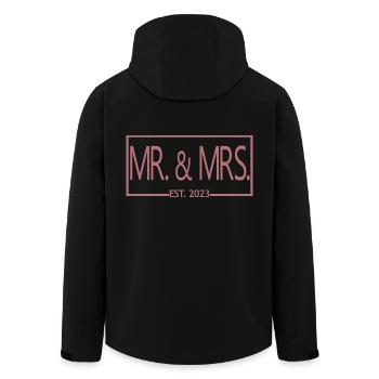 Mr. & Mrs. Est. 2023 - Cadeau de mariage hommes et femmes - Veste softshell homme en polyester recyclé Stanley/Stella - noir - Dos - AI Model Male 185 light (185cm)
