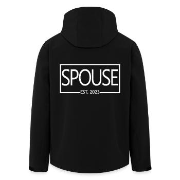 Spouse Est. 2023 - Men & Women Wedding Day Gift - Men’s Recycled Softshell Jacket by Stanley/Stella - black - Back - AI Model Male 185 light (185cm)
