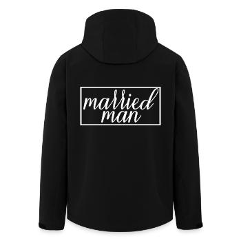 Married Man Matching Couple Wedding Honeymoon - Men’s Recycled Softshell Jacket by Stanley/Stella - black - Back - AI Model Male 185 light (185cm)
