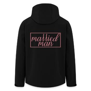 Married Man Matching Couple Wedding Honeymoon - Men’s Recycled Softshell Jacket by Stanley/Stella - black - Back - AI Model Male 185 light (185cm)