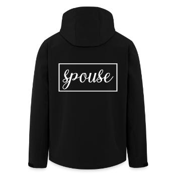 Couple jumelé conjoint hommes et femmes Jour de mariage - Veste softshell homme en polyester recyclé Stanley/Stella - noir - Dos - AI Model Male 185 light (185cm)