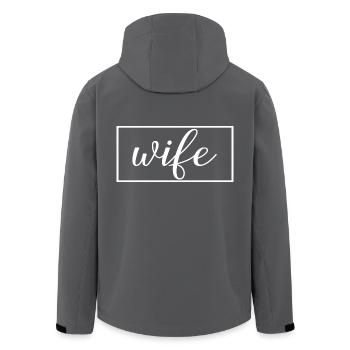 Mariage Matching Couple Fiançailles Lune de miel - Veste softshell homme en polyester recyclé Stanley/Stella - charbon - Dos - AI Model Male 185 light (185cm)